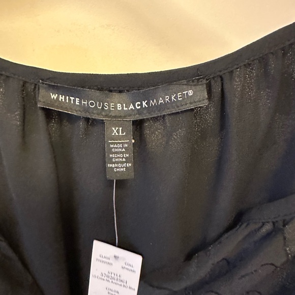 White House Black Market black blouse sheer 3/4  sleeves. Lined  NWT - Picture 3 of 8